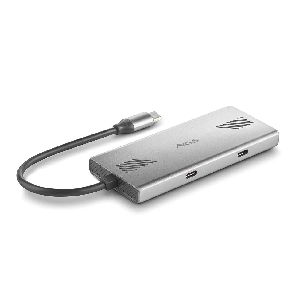 Hub USB-C NGS WonderDuo-C 4 Portas (2x USB-A 3.0 + 2x USB-C) 5Gbps Alumínio Prateado - Imagem 3