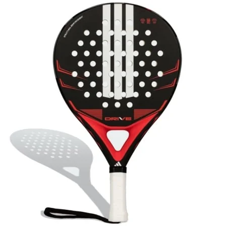 Raquete de Padel Adidas Drive 3.5 2026 Fibra de Vidro Forma Redonda 360-375g Preto e Vermelho