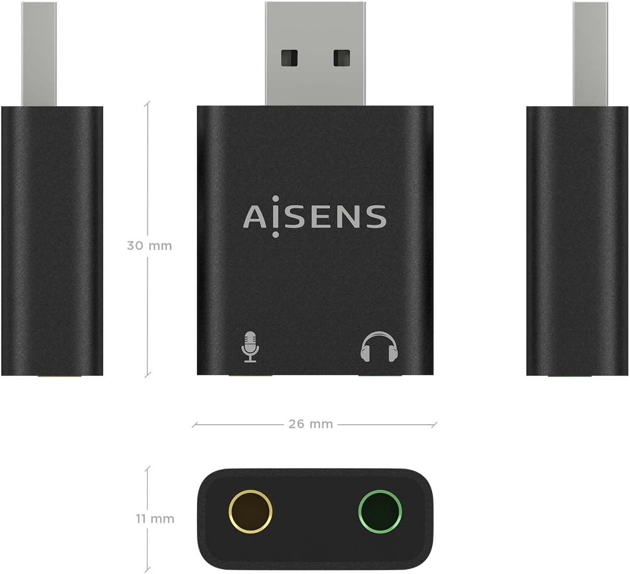 Placa de Som Aisens A106-0768/ USB Macho - 2x Jack 3.5 Fêmea - Imagem 3