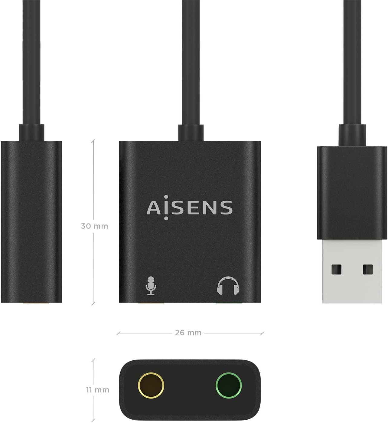 Placa de Som Aisens A106-0769/ USB Macho - 2xJack 3.5 Fêmea - Imagem 3