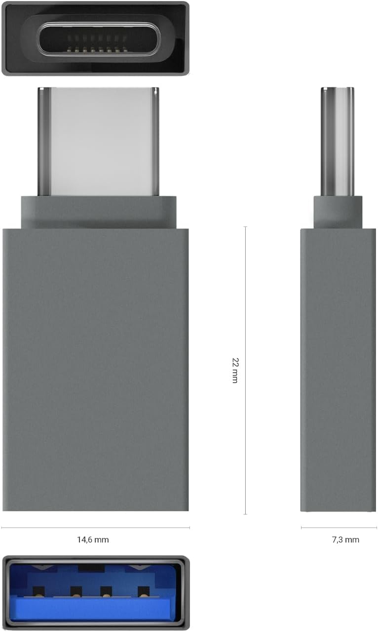 Adaptador USB 3.2 Aisens A108-0718/ USB Fêmea - USB Tipo-C Macho/ Cinzento - Imagem 3