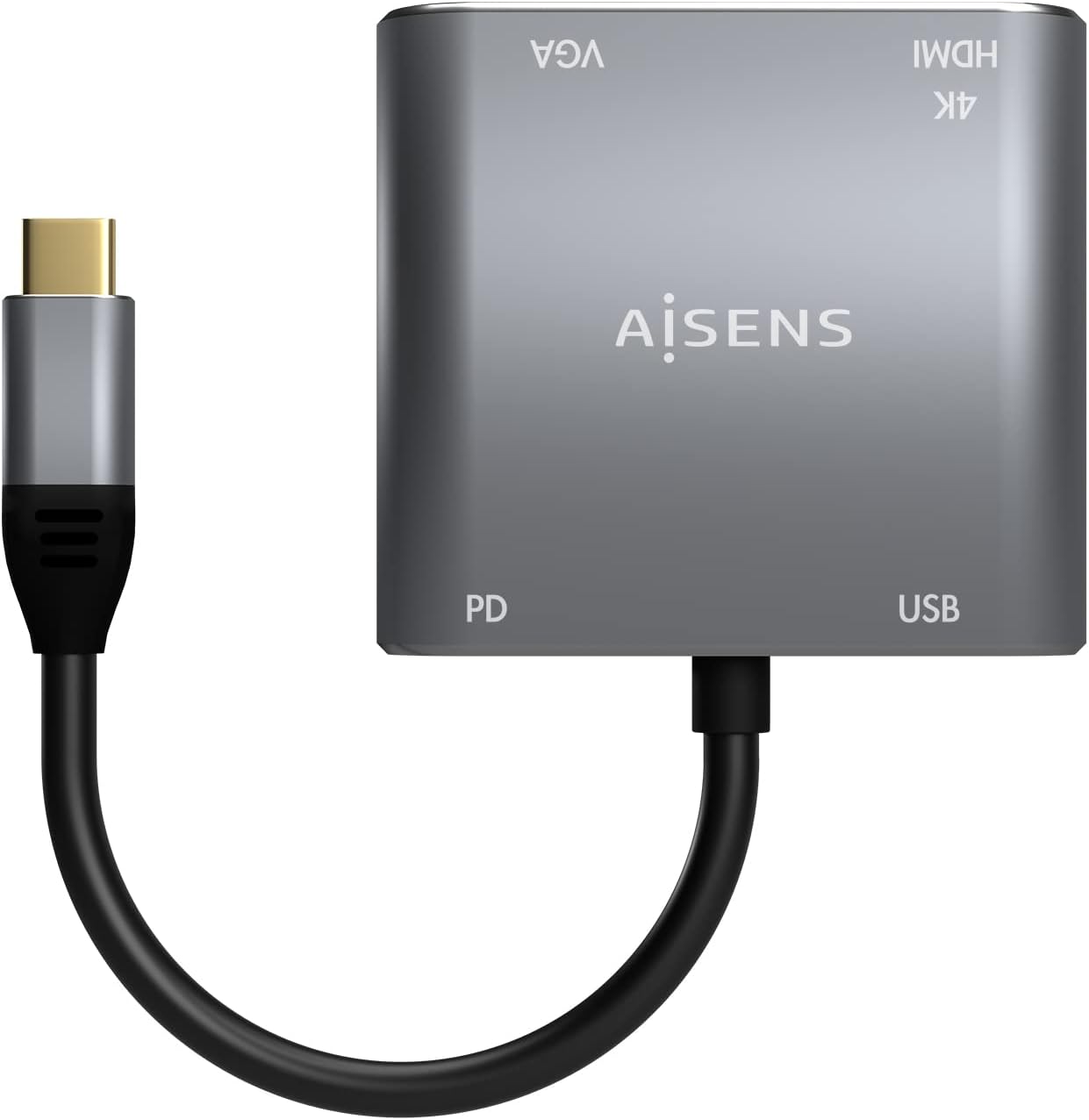 Conversor Aisens A109-0626/ HDMI Fêmea - VGA Fêmea - USB Tipo-C Macho - USB Fêmea - USB Tipo-C Fêmea/ 15cm/ Cinzento - Imagem 3