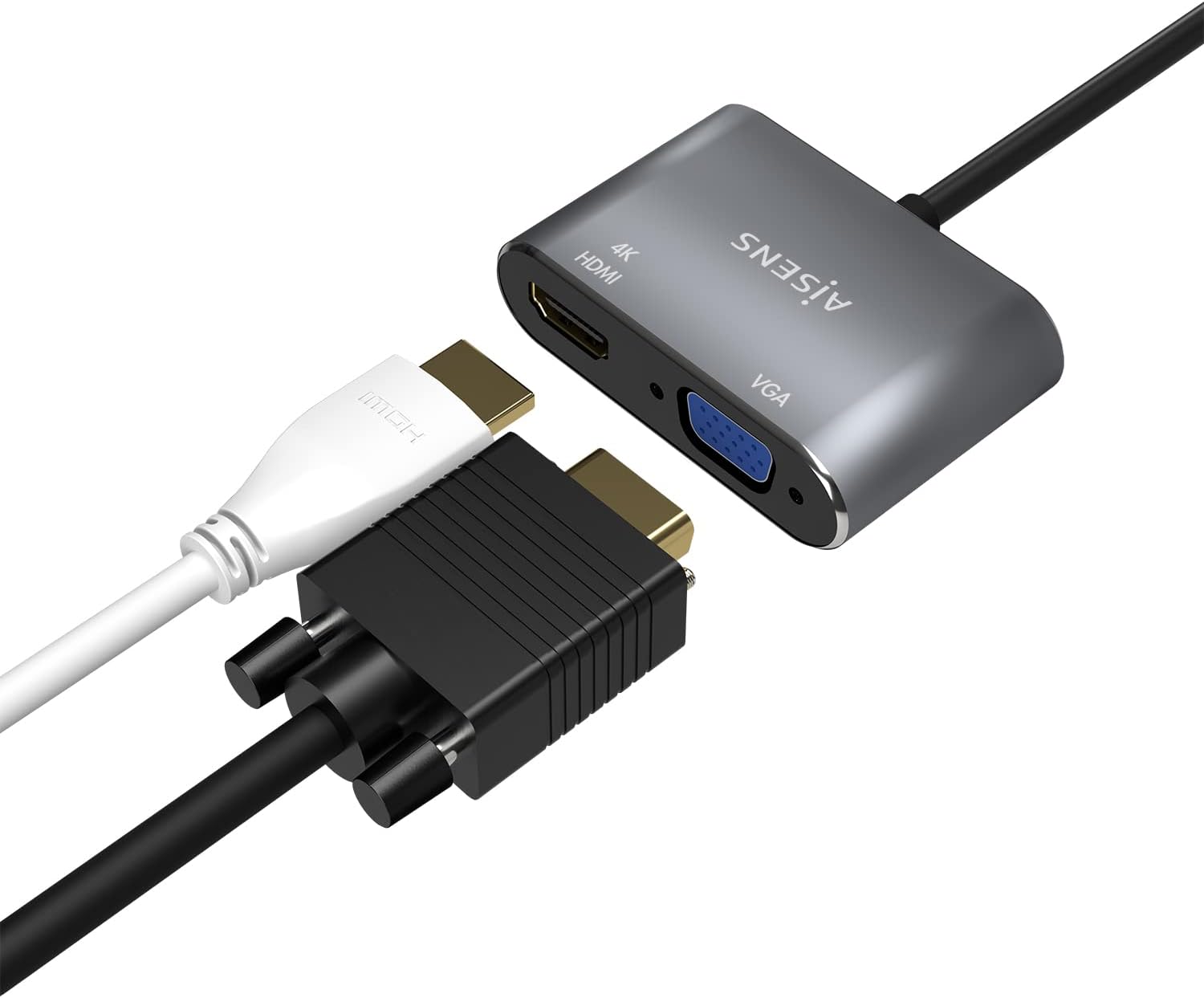 Conversor Aisens A109-0627/ HDMI Fêmea - VGA Fêmea - USB Tipo-C Macho/ 15cm/ Cinzento - Imagem 4