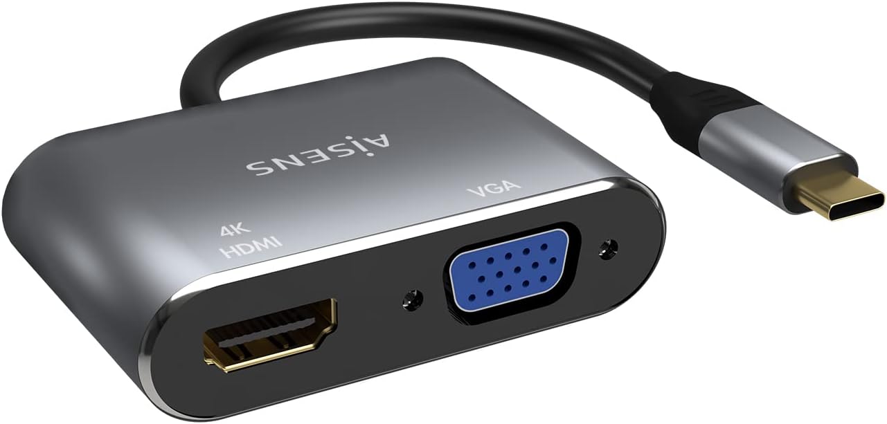 Conversor Aisens A109-0627/ HDMI Fêmea - VGA Fêmea - USB Tipo-C Macho/ 15cm/ Cinzento - Imagem 3