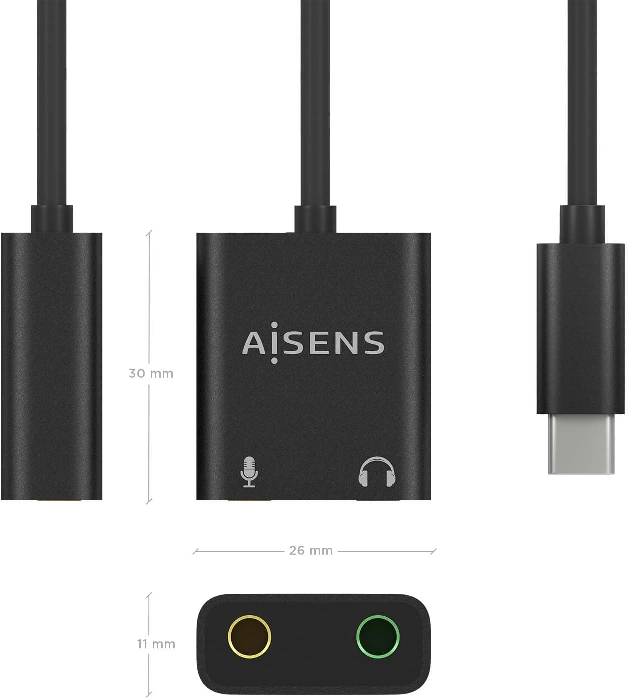 Placa de Som Aisens A109-0767/ USB-C Macho - 2xJack 3.5 Fêmea - Imagem 3