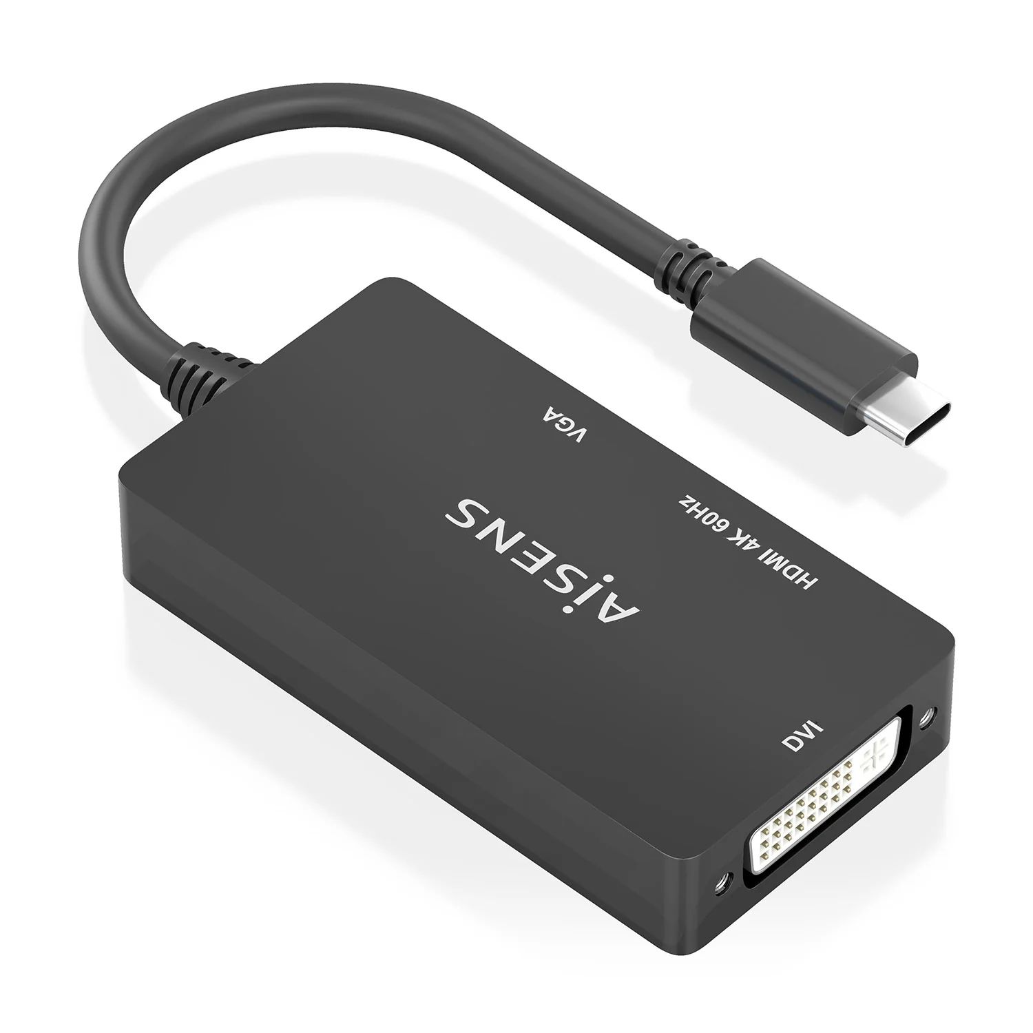Conversor AISENS A109-0954 USB-C para DVI / HDMI / VGA 4K@60Hz 15cm Preto - Imagem 2