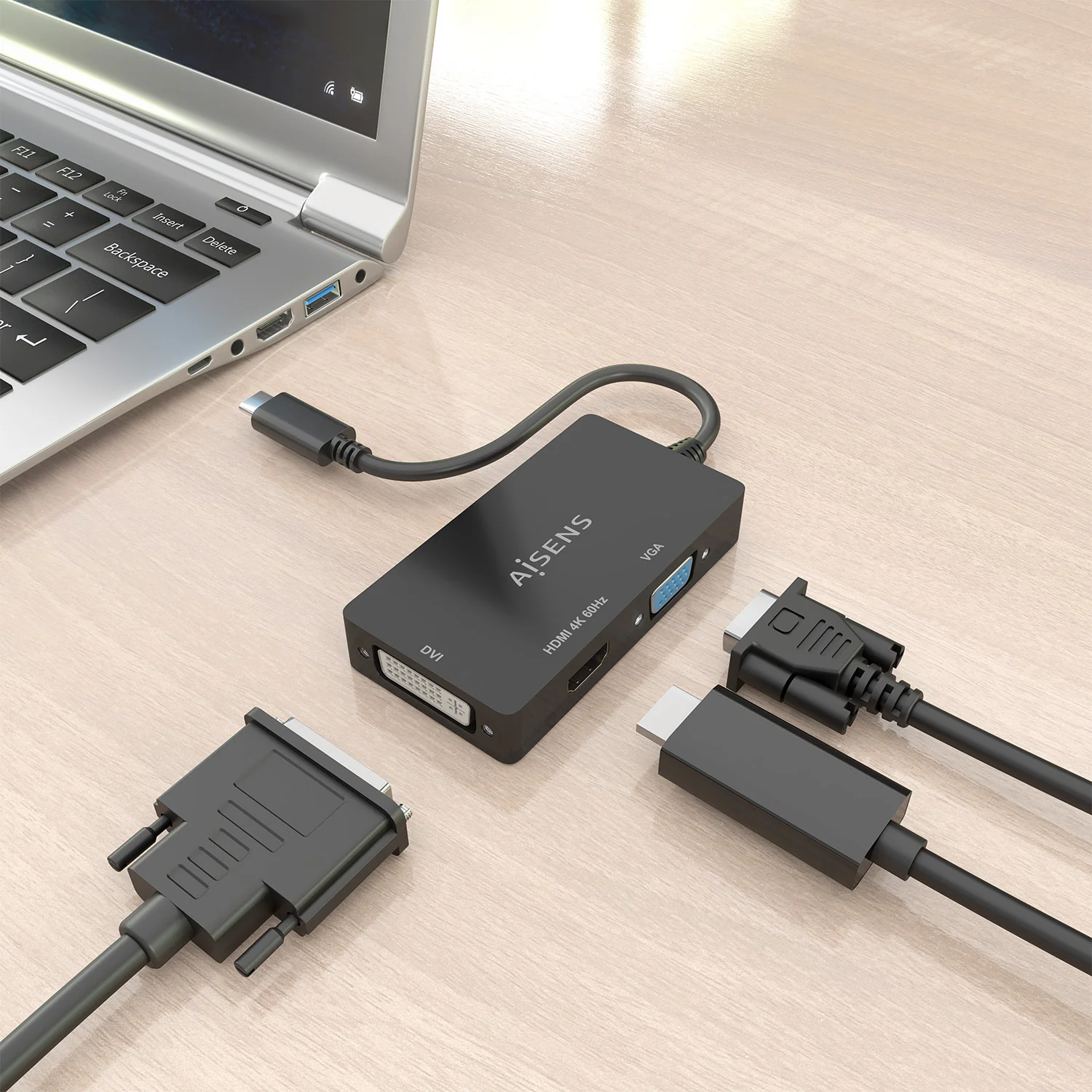 Conversor AISENS A109-0954 USB-C para DVI / HDMI / VGA 4K@60Hz 15cm Preto - Imagem 5