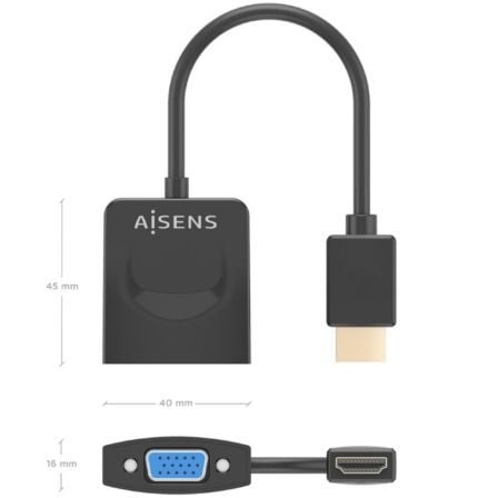 Conversor Aisens A122-0947/ HDMI Macho - SVGA Fêmea/ 15cm/ Preto - Imagem 4