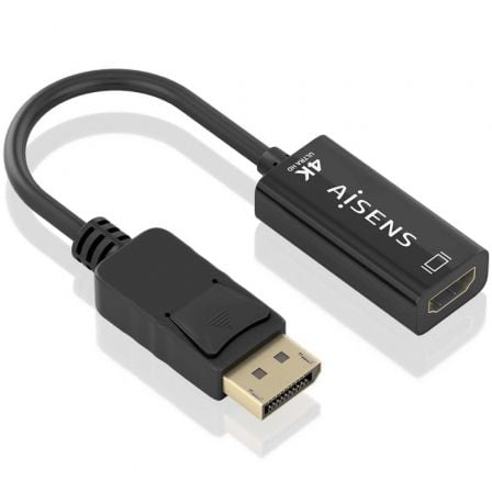 Cabo Conversor Aisens A125-0905/ DisplayPort Macho - HDMI Fêmea/ 15cm/ Preto