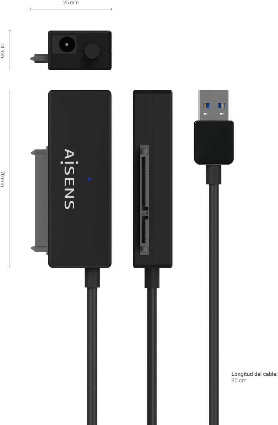 Adaptador para Discos Duros 2.5"/3.5" Aisens ASE-35A01B/ USB 3.0 - SATA/ com Alimentador - Imagem 4