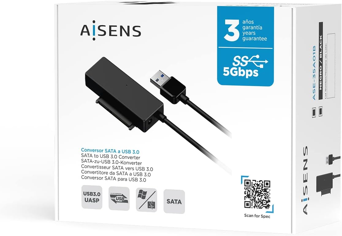 Adaptador para Discos Duros 2.5"/3.5" Aisens ASE-35A01B/ USB 3.0 - SATA/ com Alimentador - Imagem 6