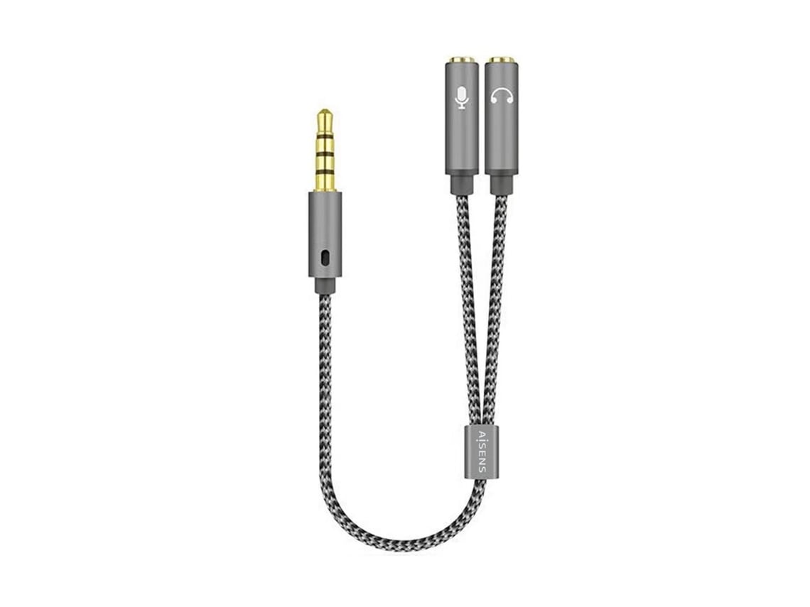 Cabo Estéreo Aisens A128-0415/ Jack 3.5 Macho - 2x Jack 3.5 Fêmea/ 25cm/ Cinzento