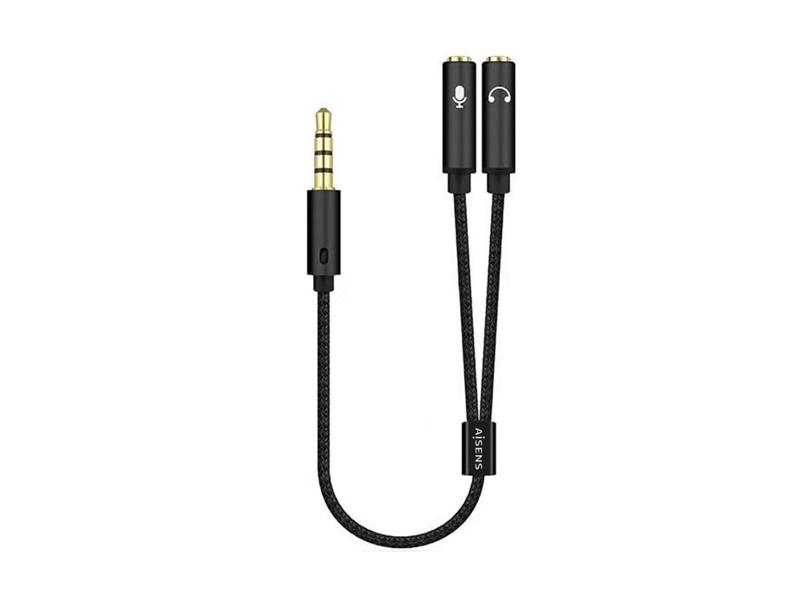 Cabo Estéreo Aisens A128-0416/ Jack 3.5 Macho - 2x Jack 3.5 Fêmea/ 25cm/ Preto