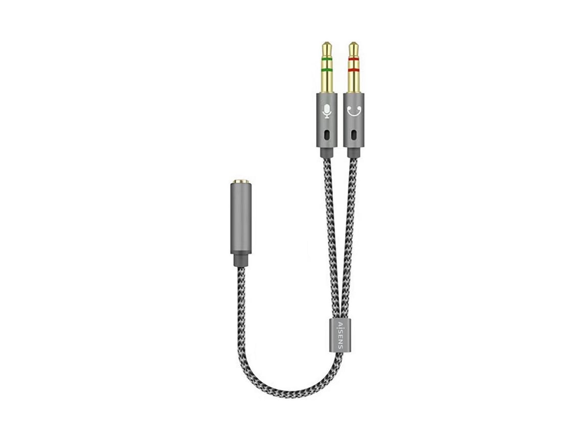 Cabo Estéreo Aisens A128-0417/ Jack 3.5 Fêmea - 2x Jack 3.5 Macho/ 25cm/ Cinzento