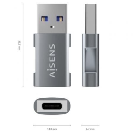 Adaptador USB 3.2 GEN2 Aisens A108-0655/ USB Tipo-C Fêmea - USB Macho - Imagem 3