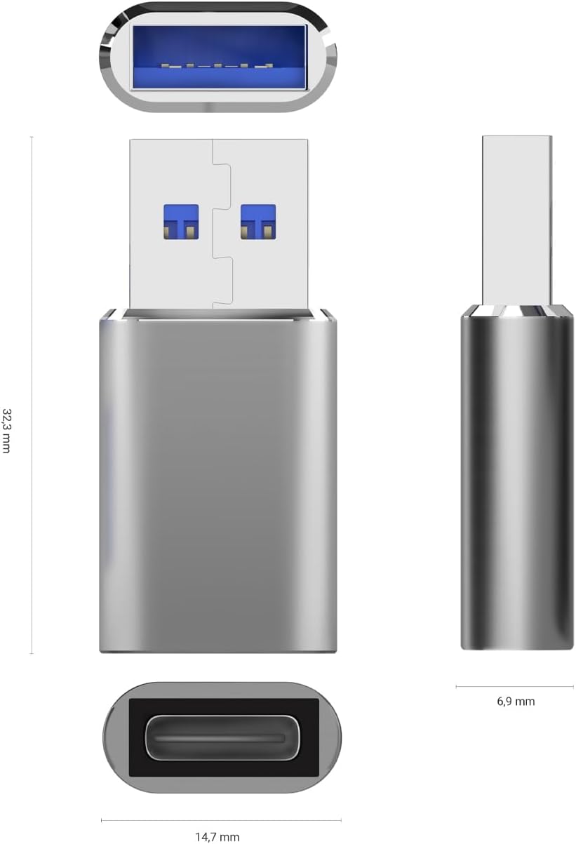 Adaptador USB 3.2 GEN2 Aisens A108-0677/ USB Tipo-C Fêmea - USB Macho - Imagem 3