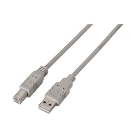 Cabo USB 2.0 Impressora Aisens A101-0001/ USB Tipo-B Macho - USB Macho/ Até 2.5W/ 60Mbps/ 1m/ Bege