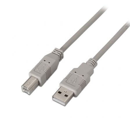 Cabo USB 2.0 Impressora Aisens A101-0004/ USB Tipo-B Macho - USB Macho/ Até 2.5W/ 60Mbps/ 4.5m/ Bege
