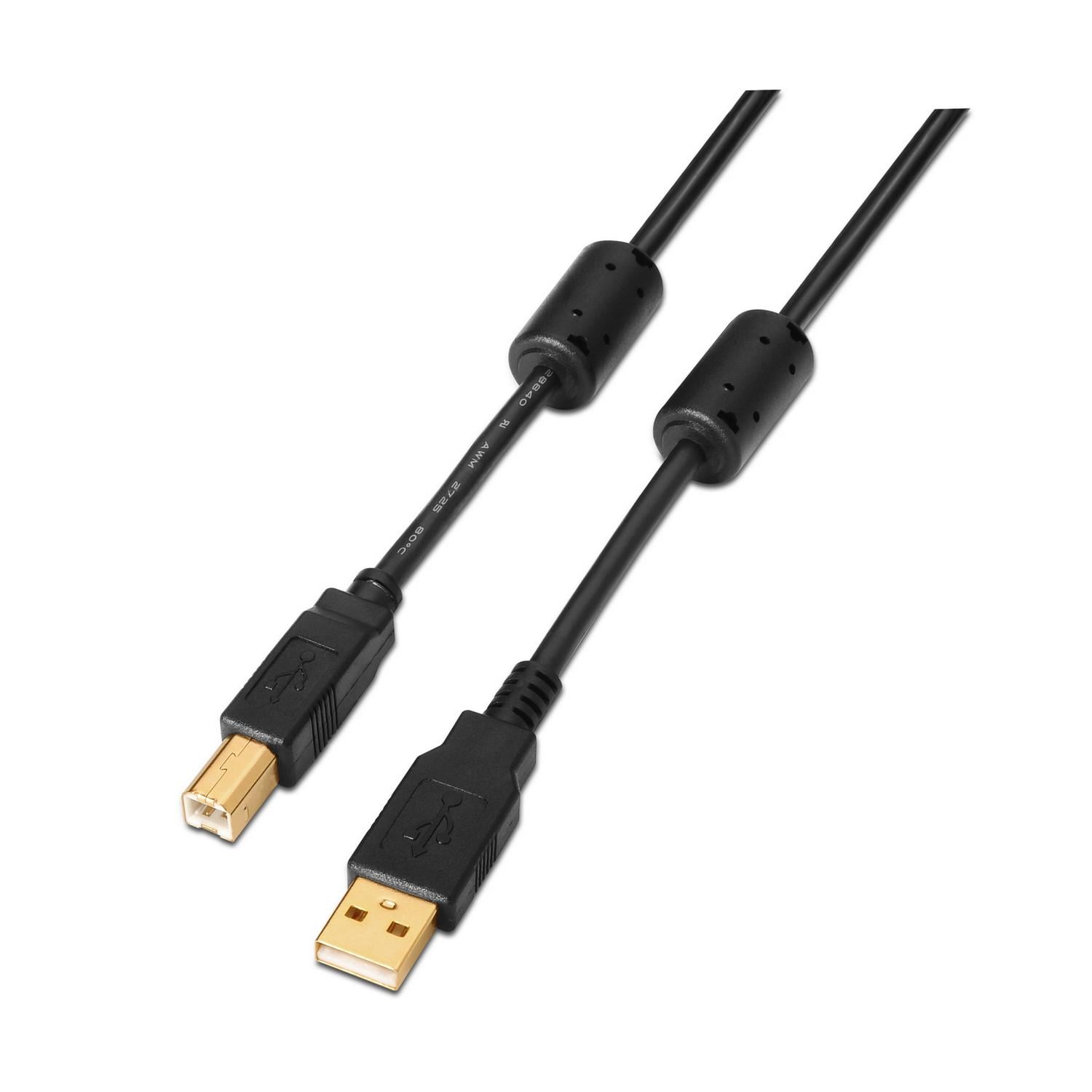 Cabo USB 2.0 Impressora Aisens A101-0011/ USB Tipo-B Macho - USB Macho/ Até 2.5W/ 60Mbps/ 5m/ Preto