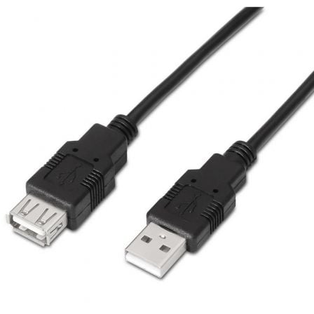 Cabo Extensor USB 2.0 Aisens A101-0016/ USB Macho - USB Fêmea/ Até 2.5W/ 60Mbps/ 1.8m/ Preto