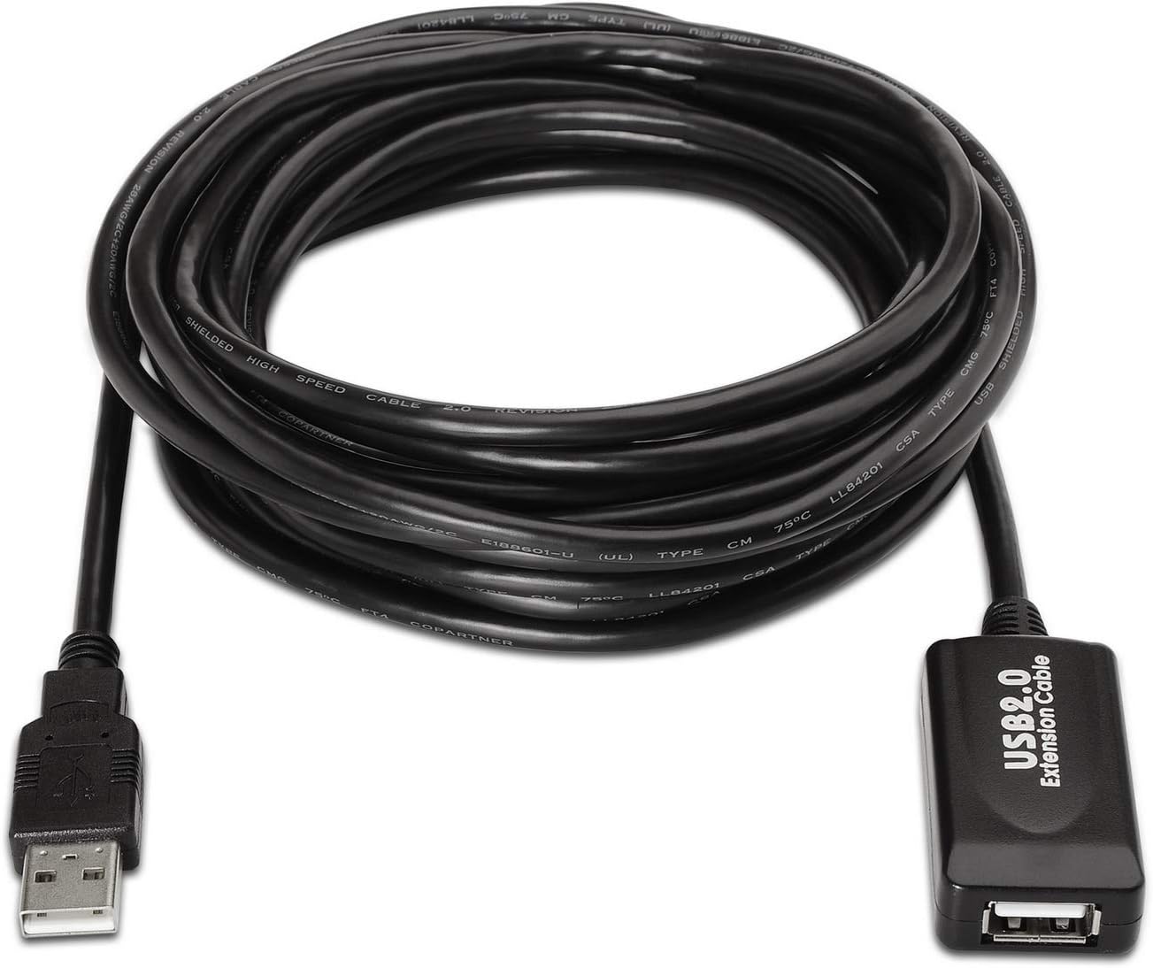 Cabo Extensor USB 2.0 Aisens A101-0018/ USB Macho - USB Fêmea/ Até 2.5W/ 60Mbps/ 5m/ Preto - Imagem 2