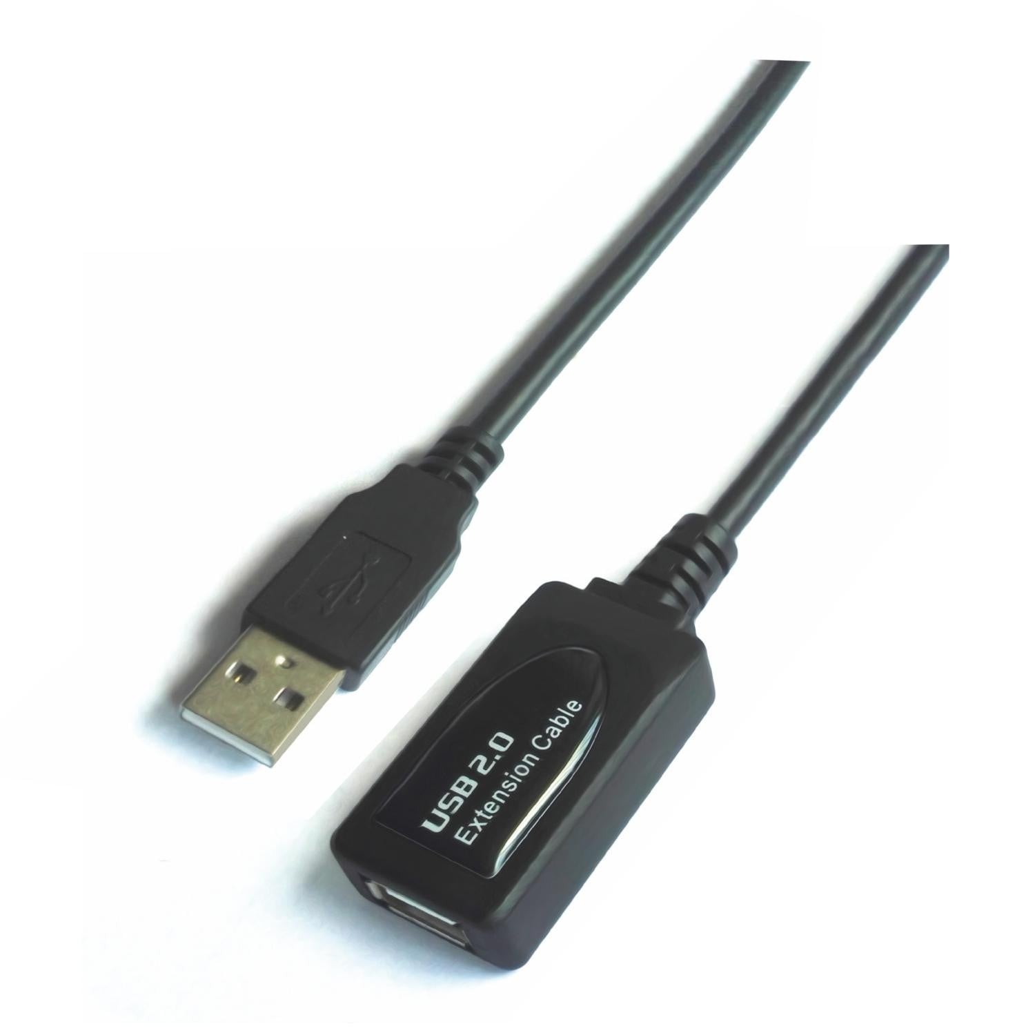 Cabo Extensor USB 2.0 Aisens A101-0020/ USB Macho - USB Fêmea/ Até 2.5W/ 60Mbps/ 15m/ Preto