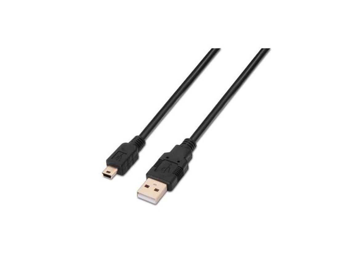 Cabo USB 2.0 Aisens A101-0023/ USB Macho - USB Mini Macho/ Até 2.5W/ 60Mbps/ 50cm/ Preto