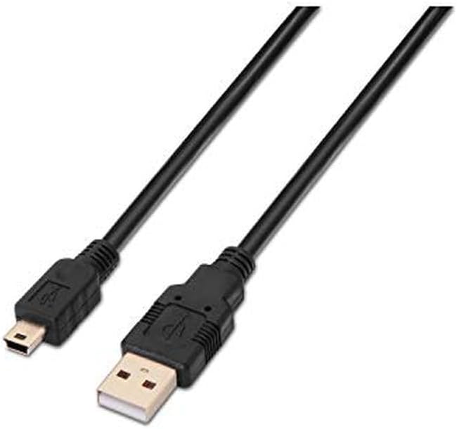 Cabo USB 2.0 Aisens A101-0024/ USB Macho - MiniUSB Macho/ Até 2.5W/ 60Mbps/ 1m/ Preto