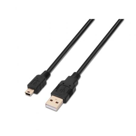Cabo USB 2.0 Aisens A101-0025/ USB Macho - USB Mini/ Até 2.5W/ 60Mbps/ 1.8m/ Preto