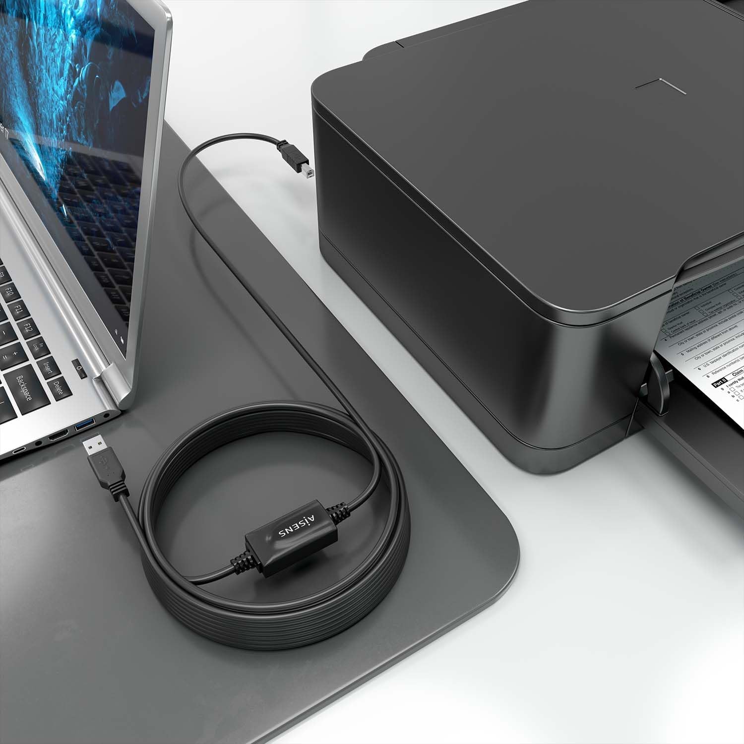 Cabo Extensor USB 2.0 com Amplificador Aisens A101-0881/ USB Macho - USB Tipo-B Macho/ 10m/ Preto - Imagem 4