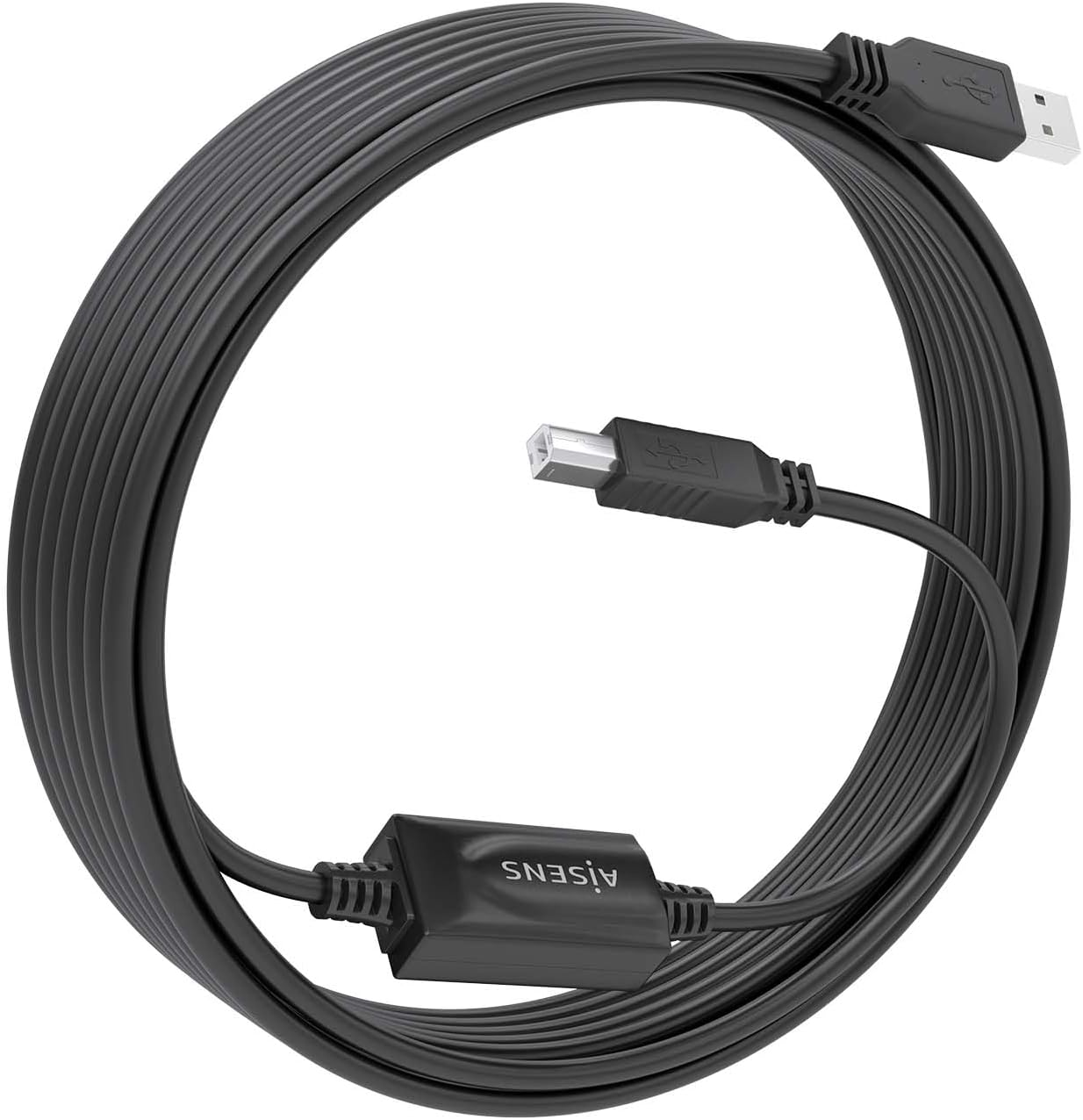 Cabo Extensor USB 2.0 com Amplificador Aisens A101-0881/ USB Macho - USB Tipo-B Macho/ 10m/ Preto - Imagem 2