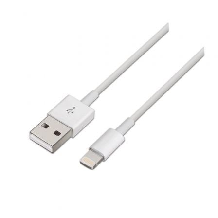 Cabo USB 2.0 Lightning Aisens A102-0035/ USB Macho - Lightning Macho/ Até 2.5W/ 60Mbps/ 1m/ Branco
