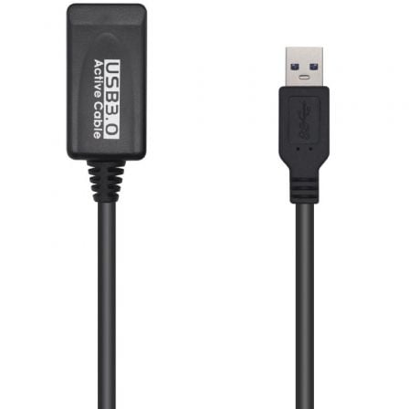 Cabo de Extensão USB 3.0 com Amplificador Aisens A105-0525/ USB Macho - USB Fêmea/ Até 9W/ 625Mbps/ 5m/ Preto