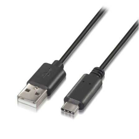 Cabo USB 2.0 Tipo-C Aisens A107-0050/ USB Tipo-C Macho - USB Macho/ Até 9W/ 625Mbps/ 50cm/ Preto