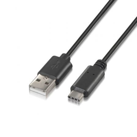 Cabo USB 2.0 Tipo-C Aisens A107-0051/ USB Tipo-C Macho - USB Macho/ Até 9W/ 625Mbps/ 1m/ Preto