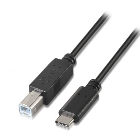 Cabo USB 2.0 para Impressora Aisens A107-0053/ USB Tipo-C Macho - USB Tipo-B Macho/ Até 9W/ 625Mbps/ 1m/ Preto