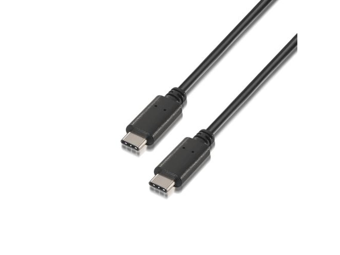 Cabo USB 2.0 Tipo-C Aisens A107-0056/ USB Tipo-C Macho - USB Tipo-C Macho/ Até 9W/ 625Mbps/ 1m/ Preto - Imagem 2