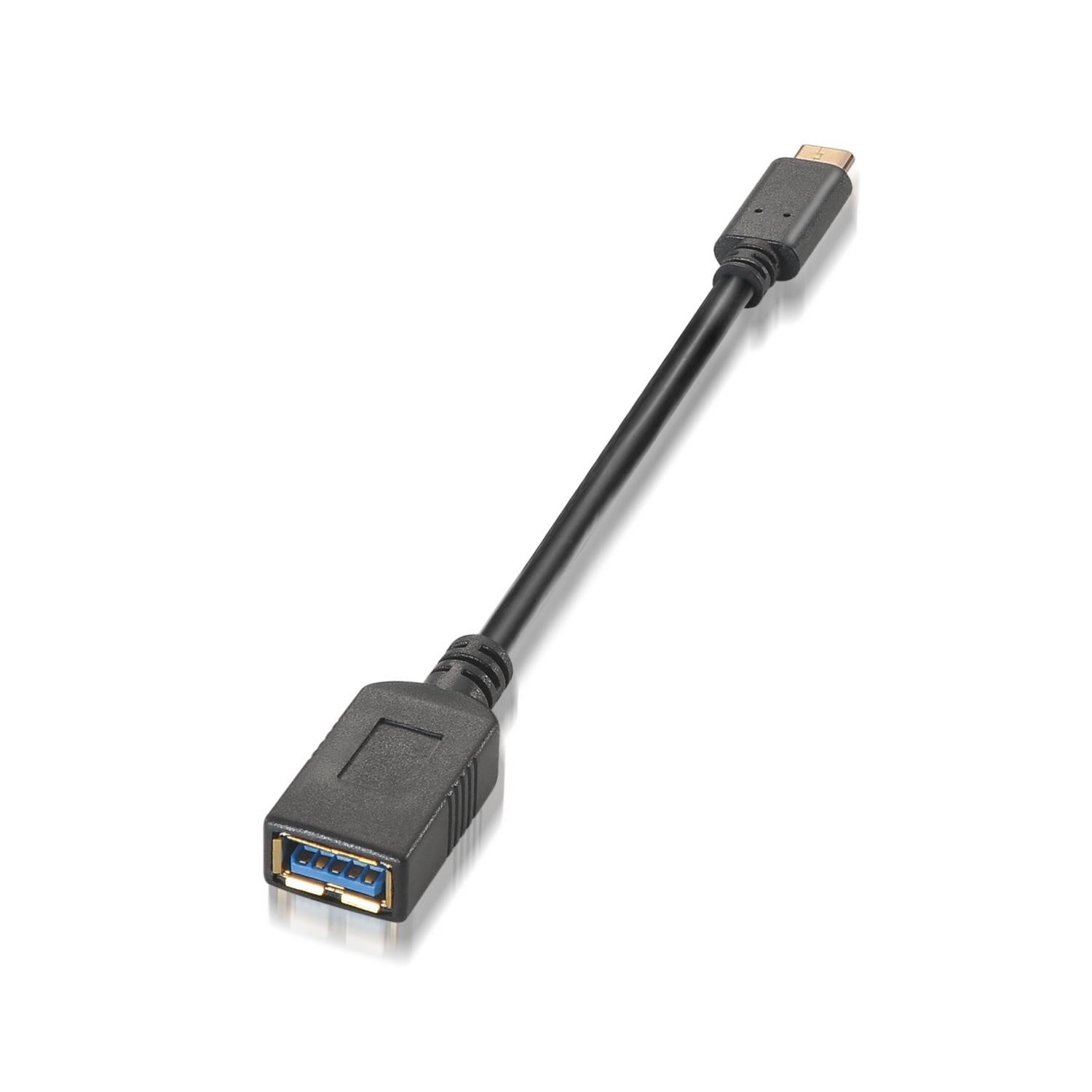 Cabo USB 3.1 Tipo-C Aisens A107-0062/ USB Tipo-C Macho - USB Fêmea/ Até 27W/ 625Mbps/ 15cm/ Preto