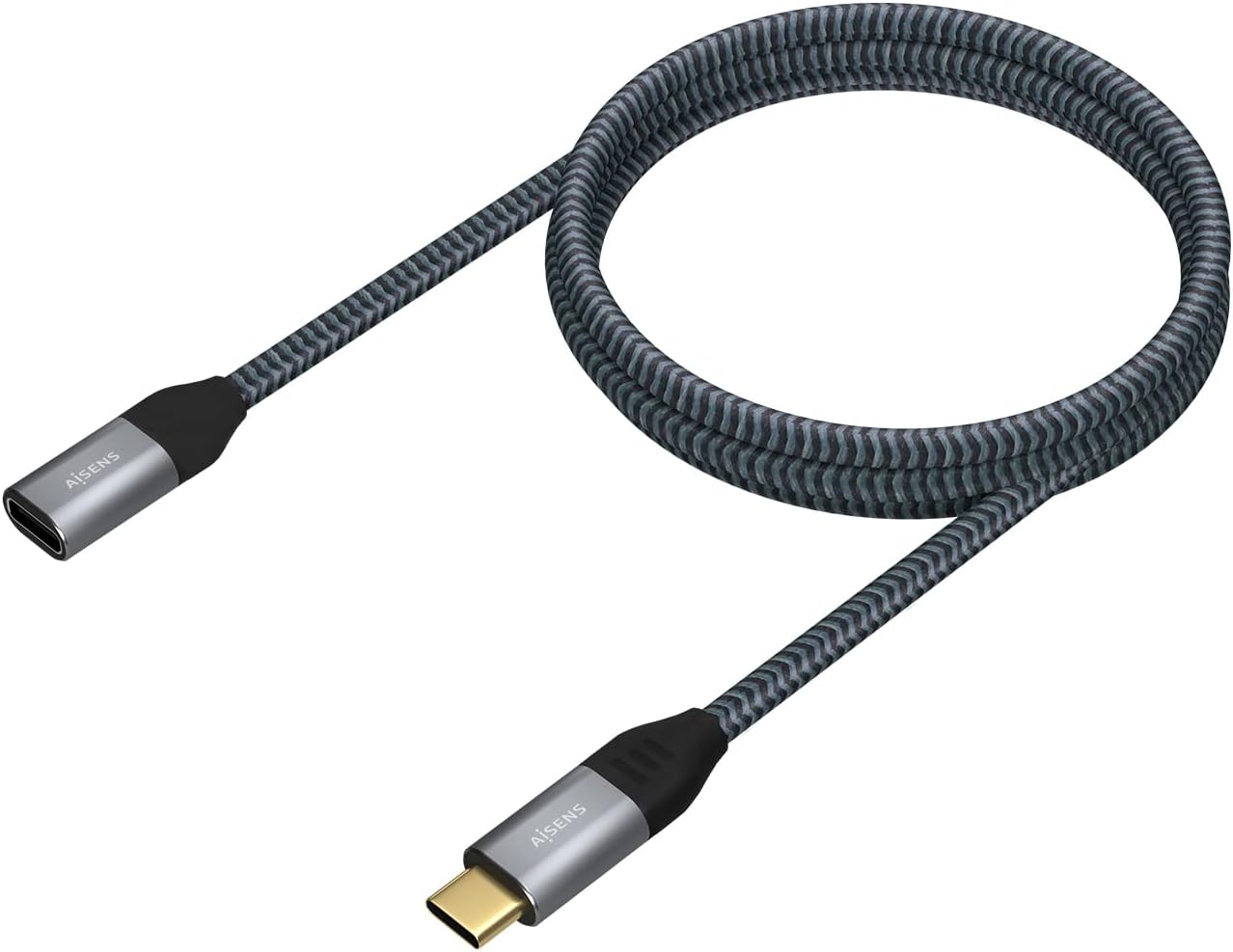 Cabo Extensor USB 3.2 Tipo-C Aisens A107-0635 20GBPS 5A 100W/ USB Tipo-C Macho - USB Tipo-C Fêmea/ Até 100W/ 2500Mbps/ 1m/ Cinzento - Imagem 2