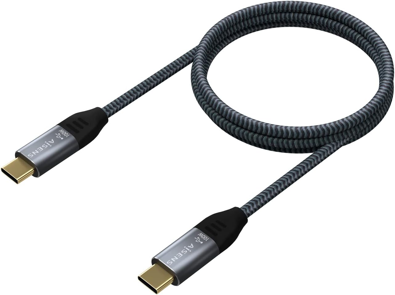 Cabo USB 3.2 Tipo-C Aisens A107-0670 20GBPS 100W/ USB Tipo-C Macho - USB Tipo-C Macho/ Até 100W/ 2500Mbps/ 60cm/ Cinzento - Imagem 2