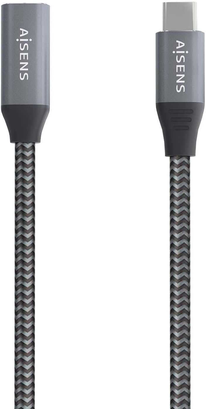Cabo Extensor USB 3.2 Aisens A107-0760/ USB Tipo-C Macho - USB Tipo-C Fêmea/ Até 100W/ 20Gbps/ 50cm/ Cinzento - Imagem 3