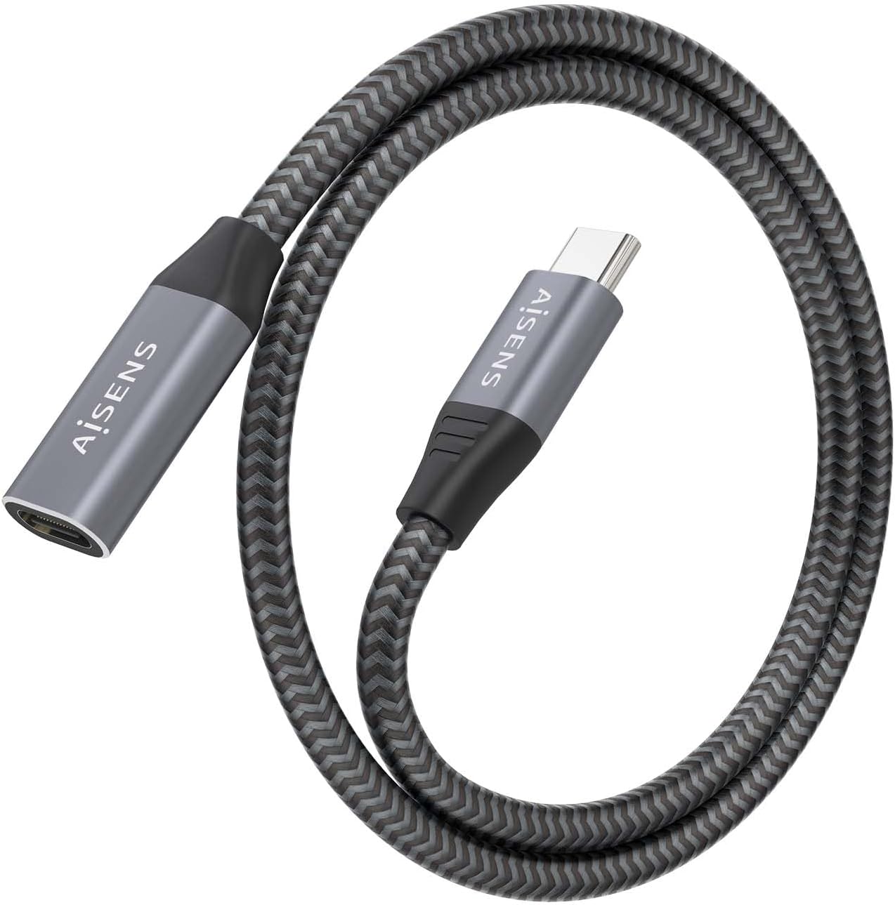 Cabo Extensor USB 3.2 Aisens A107-0760/ USB Tipo-C Macho - USB Tipo-C Fêmea/ Até 100W/ 20Gbps/ 50cm/ Cinzento - Imagem 2