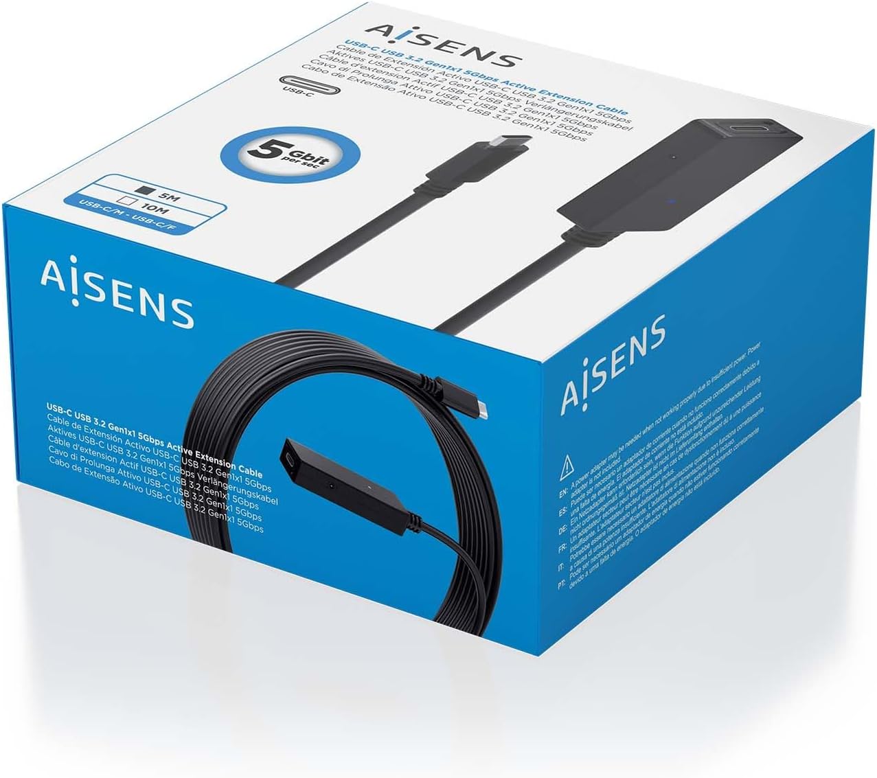 Cabo de Extensão USB 3.2 com Amplificador Aisens A107-0869/ USB Tipo-C Macho - USB Tipo-C Fêmea/ Até 100W/ 20Gbps/ 5m/ Preto - Imagem 6