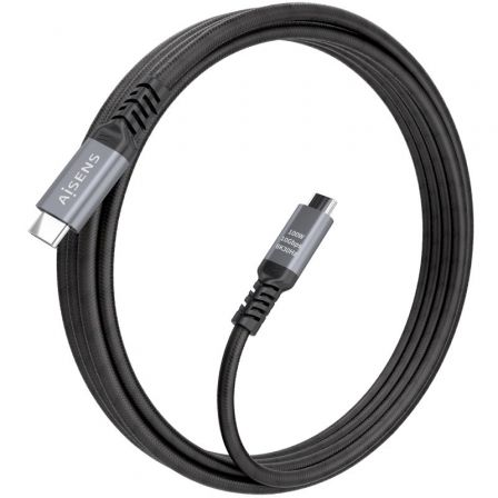 Cabo USB 3.2 Tipo-C Aisens A107-0989/ USB Tipo-C Macho - USB Tipo-C Macho/ Até 100W/ 10Gbps/ 4m/ Preto - Imagem 2