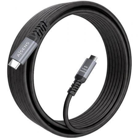Cabo USB 3.2 Tipo-C Aisens A107-0991/ USB Tipo-C Macho - USB Tipo-C Macho/ Até 60W/ 5Gbps/ 7m/ Preto - Imagem 2