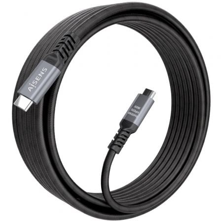 Cabo USB 3.2 Tipo-C Aisens A107-0991/ USB Tipo-C Macho - USB Tipo-C Macho/ Até 60W/ 5Gbps/ 10m/ Preto - Imagem 2