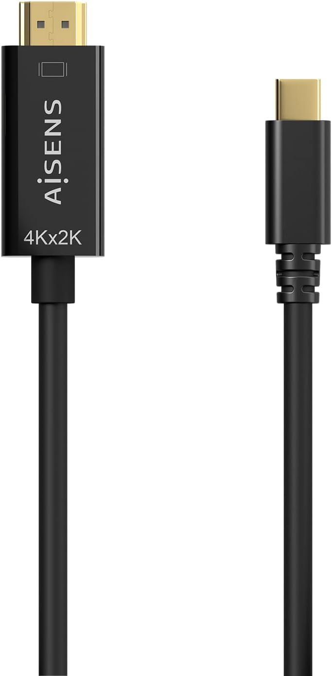 Cabo Conversor HDMI 4K Aisens A109-0623/ USB Tipo-C Macho - HDMI Macho/ Até 27W/ 1250Mbps/ 80cm/ Preto