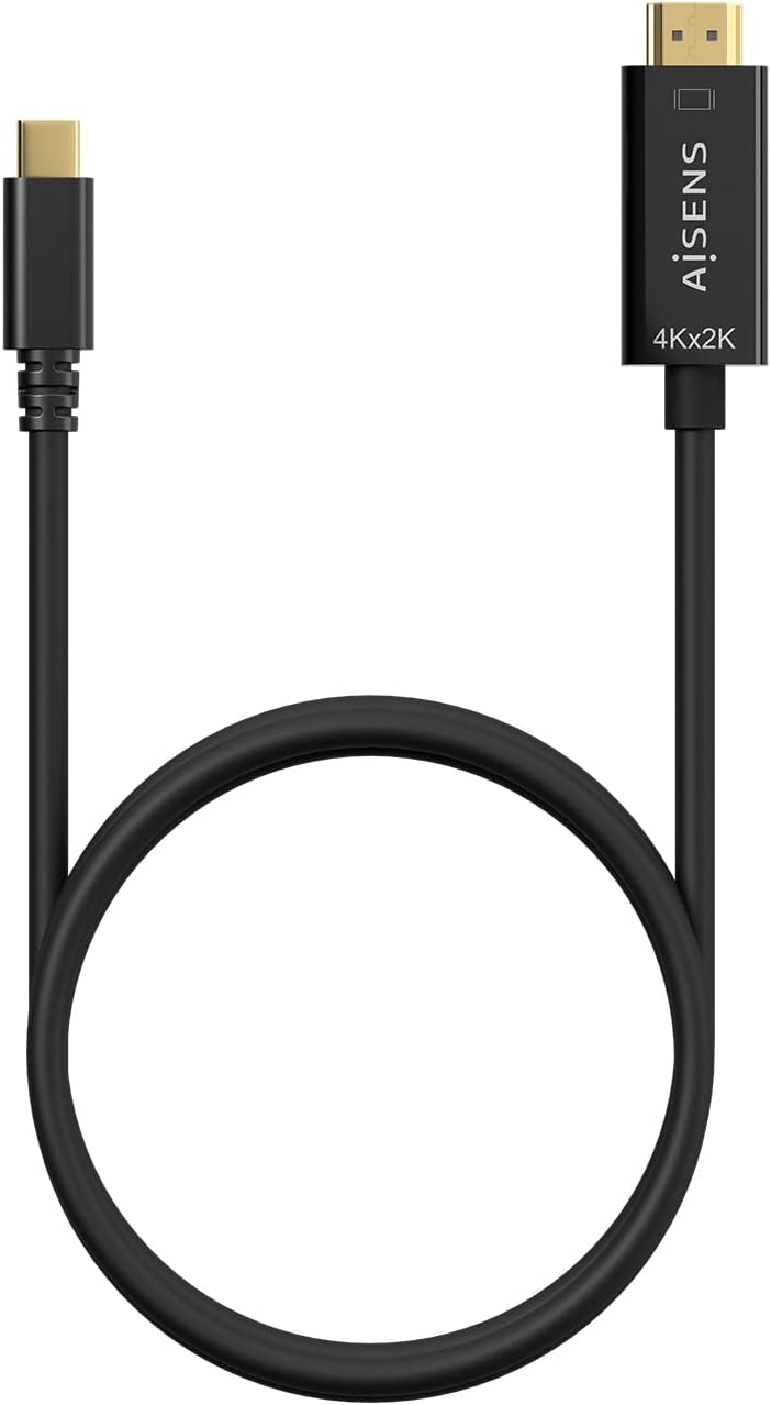 Cabo Conversor HDMI 4K Aisens A109-0624/ USB Tipo-C Macho - HDMI Macho/ Até 27W/ 1250Mbps/ 1.8m/ Preto - Imagem 3