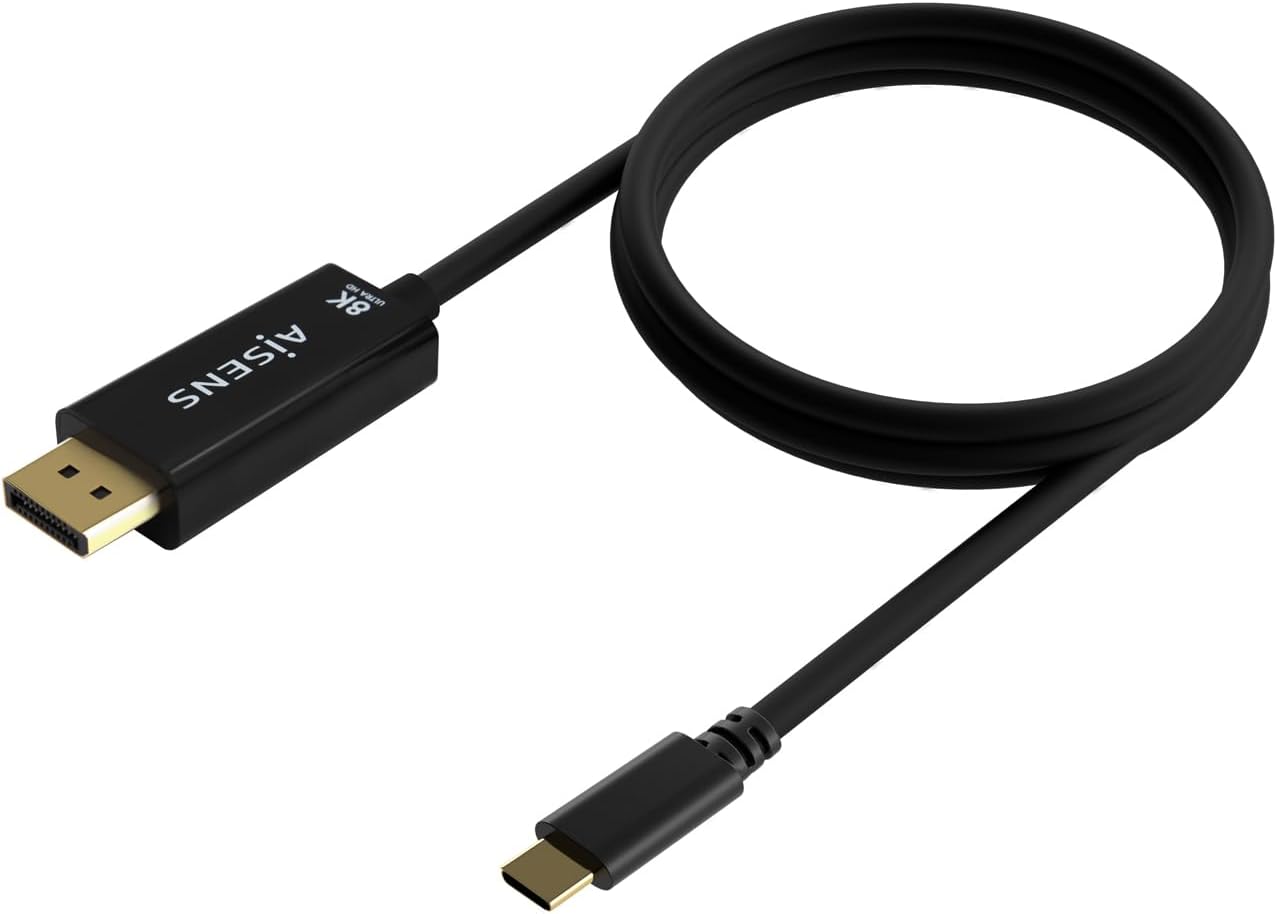 Cabo Conversor Aisens A109-0688/ USB Tipo-C Macho - DisplayPort Macho/ Até 27W/ 1250Mbps/ 80cm/ Preto - Imagem 2