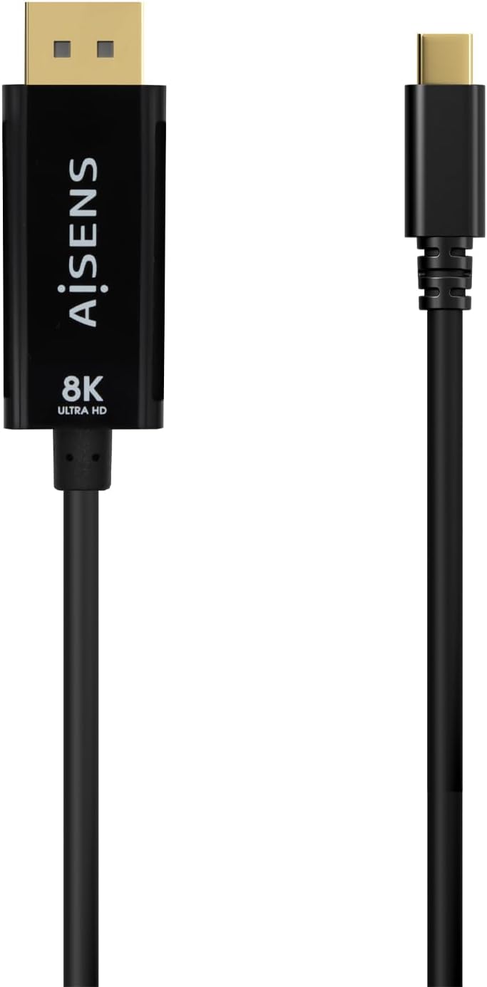 Cabo Conversor Aisens A109-0688/ USB Tipo-C Macho - DisplayPort Macho/ Até 27W/ 1250Mbps/ 80cm/ Preto